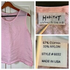 Habitat Clothes to Live In Pink Sleeveless Tank Top M USA Crinkled Cupra Shimmer